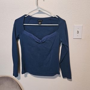 Moda International, Shelf Bra Top, V-Neck, Teal, Size Medium.